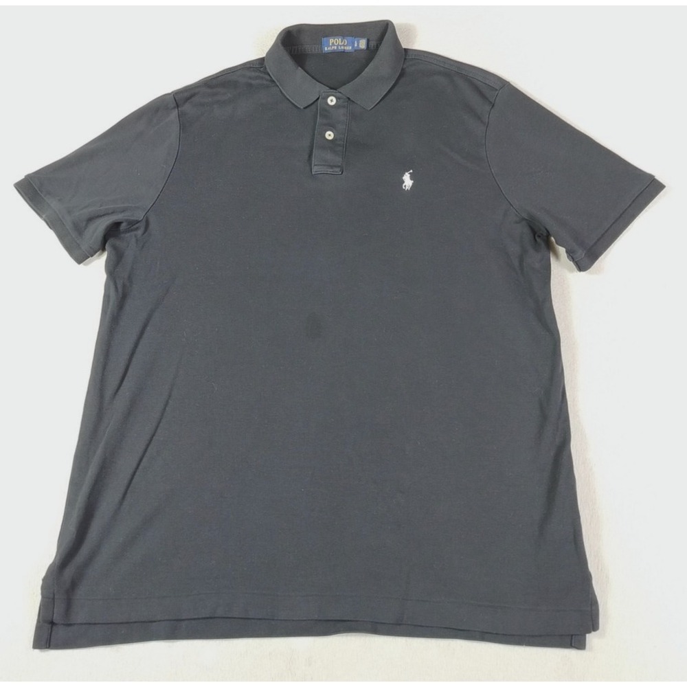 Polo Ralph Lauren Polo Shirt Mens Large Black Cotton Knit Pony Preppy Casual‎